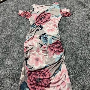 Pink floral maternity dress